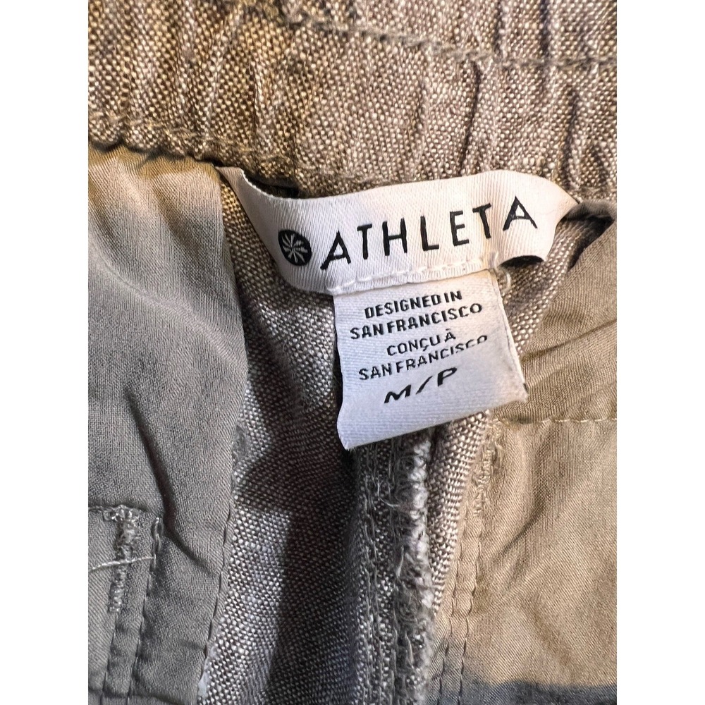 Athleta Women's Cabo Linen Joggers Tan Brown Medium Petite Ankle - Picture 4 of 7